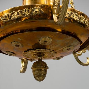 A six-light hanging lamp, late Empire, second half of the 19th century.