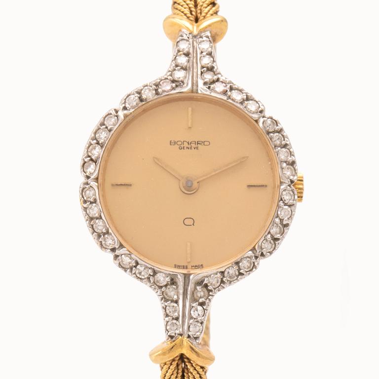 Bonard wristwatch 21.7 mm, 18K white and red gold with round single-cut diamonds.