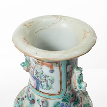 A group of three famille rose vases, Qing dynasty, late 19th century.