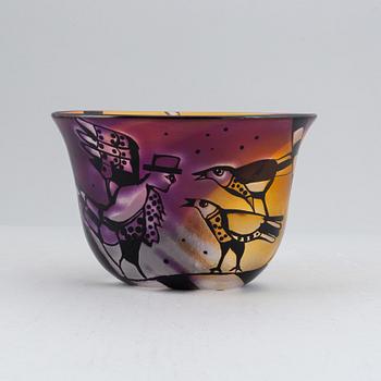 Bertil Vallien, glass bowl, Kosta Boda, unique, Signed and numbered.