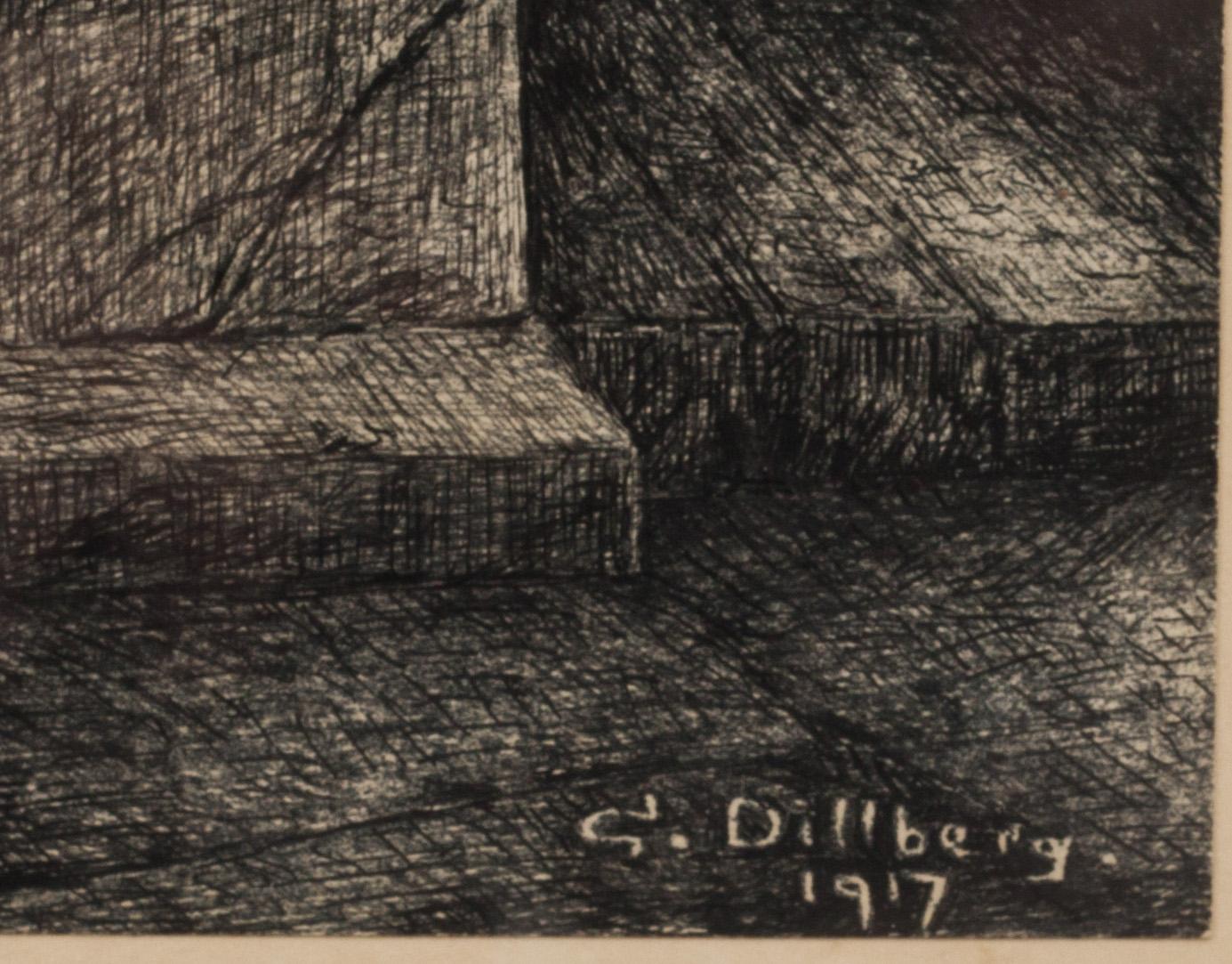 GUSTAF DILLBERG, 3 st. Teckning. Signerad och daterad 1917.