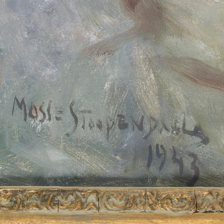 MOSSE STOOPENDAAL, olja på duk, signerad Mosse Stoopendaal och daterad 1943. Även signerad och daterad 1943 a tergo.