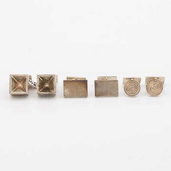 Cufflinks, three pairs, silver, Terrs.