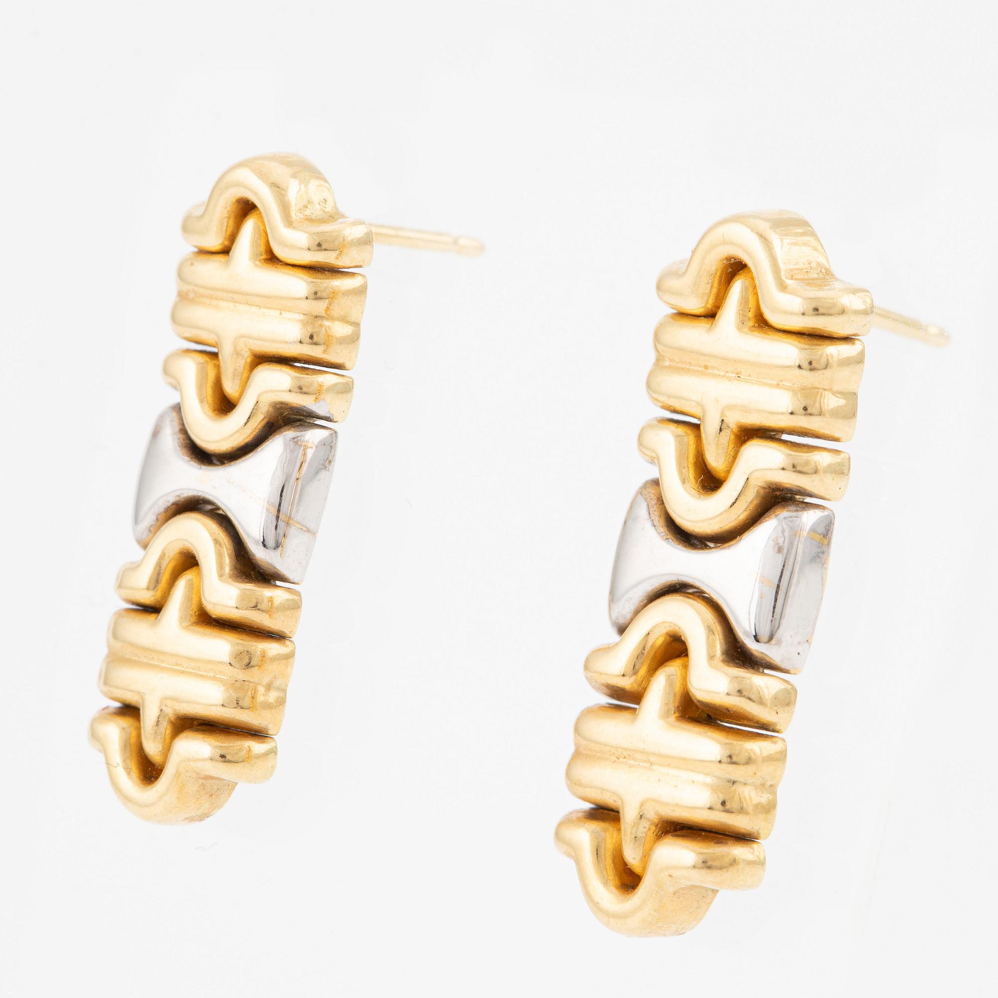 Ring samt örhängen, ett par, 18K guld, Italien.