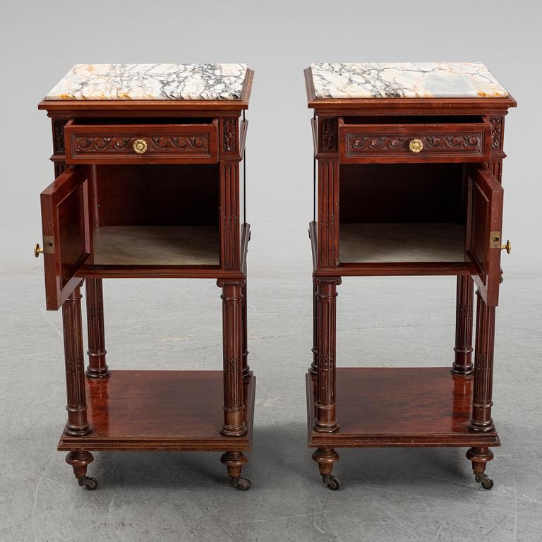 A pair of eclectic 20th century bedside tables.
