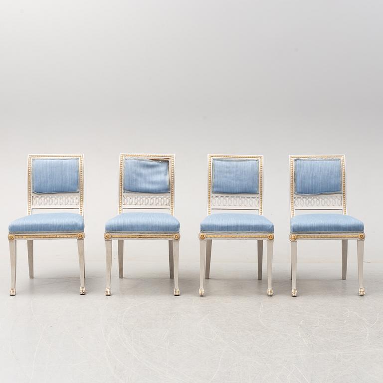 Four chairs, late gustavian, first half of the 19th century.