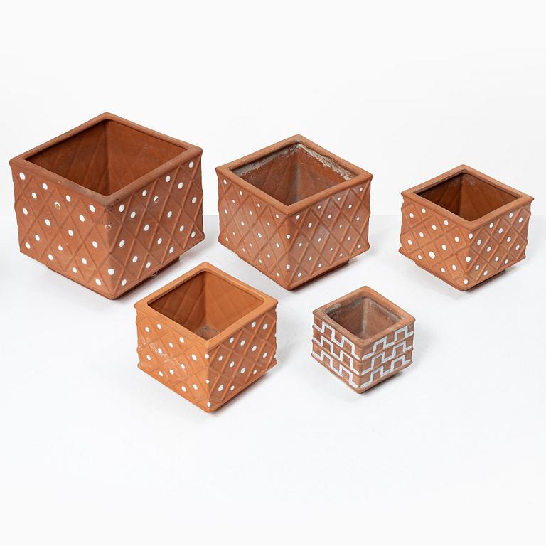 Wilhelm Kåge, ten ceramic 'Planta' flower pots, Gustavsberg & Steninge, Sweden, 1940's/50's.