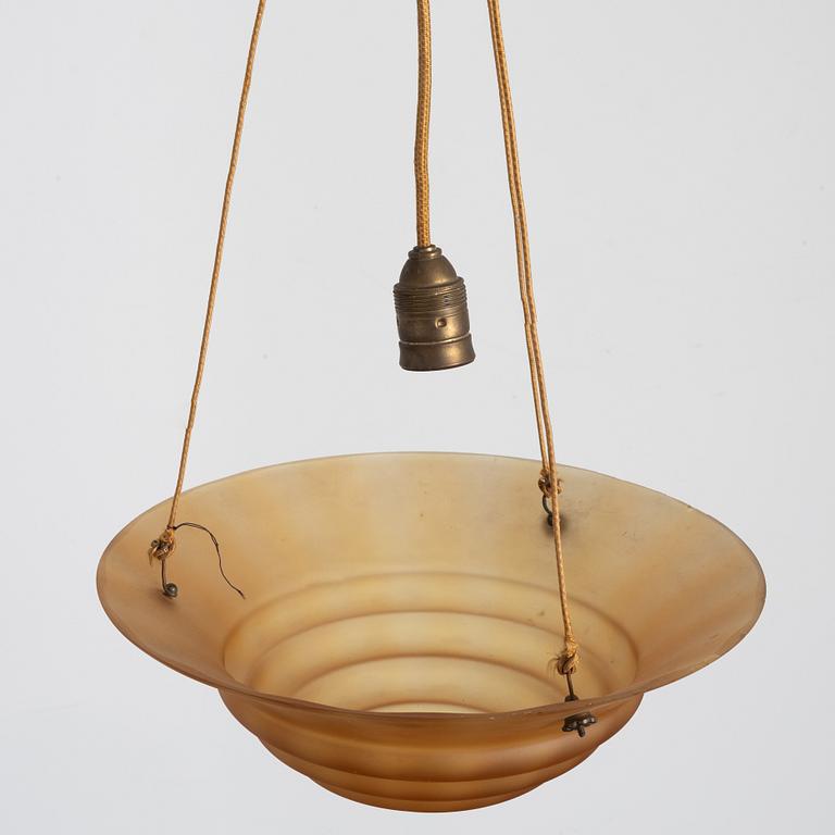 Edward Hald, a ceiling lamp model "HD 625", Orrefors & Nordiska Kompaniet, 1930s.