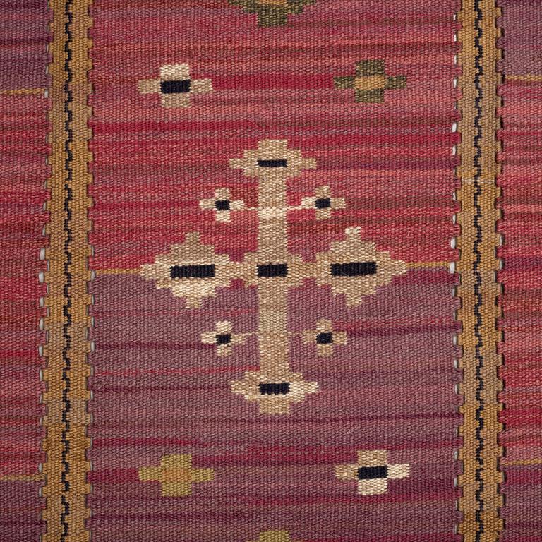 Märta Måås-Fjetterström,  a drape, "Violett Draperi" (with yellow), ca 260,5-263 x 147 cm, signed MMF.