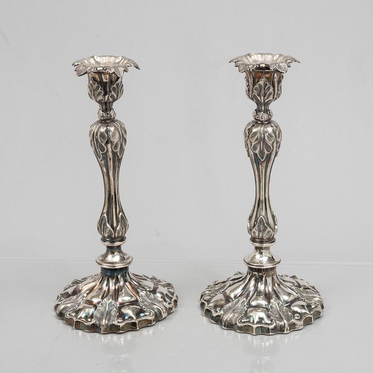 A Pair of Swedish Silver Candlesticks, mark of Gustaf Möllenborg, Stockholm 1848.