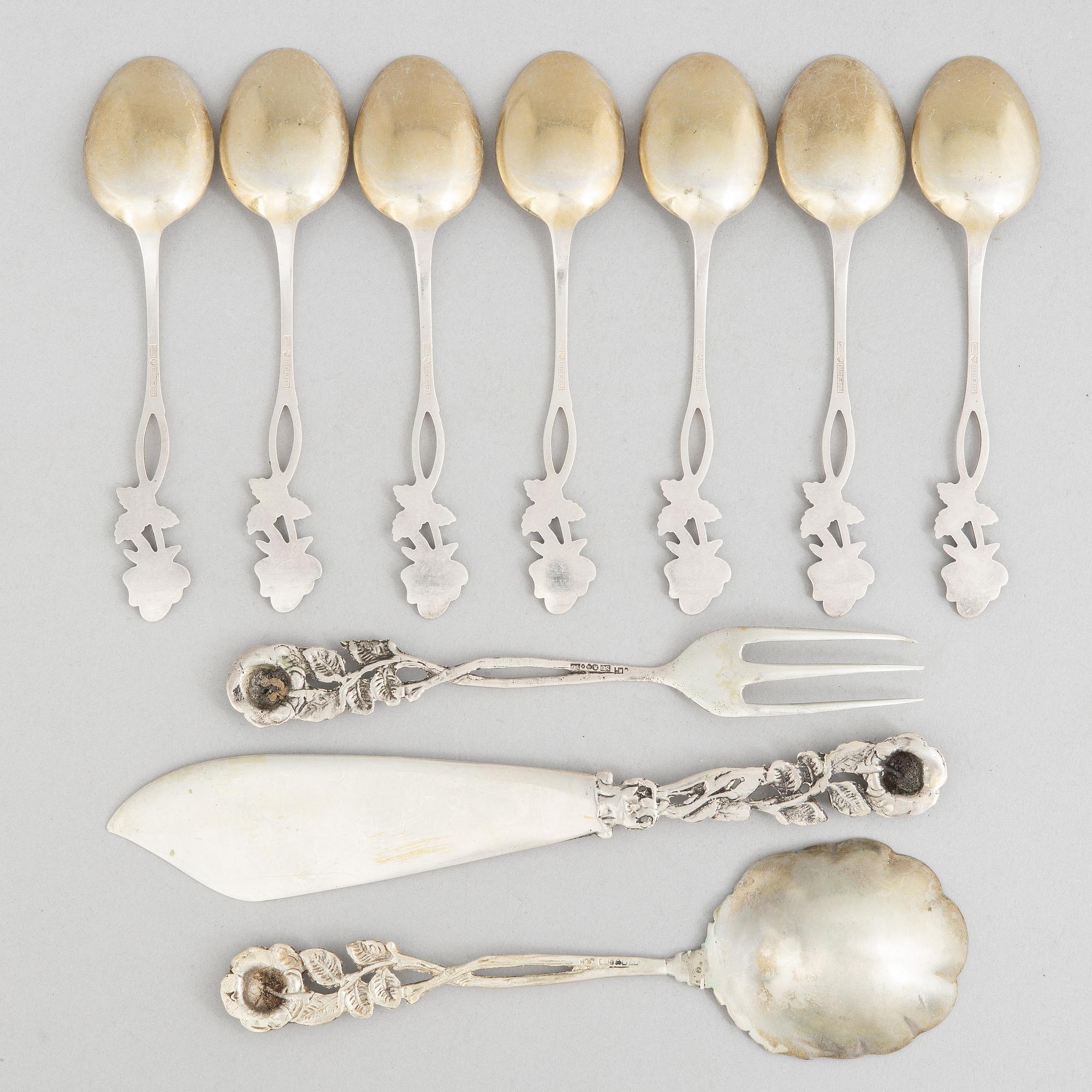 34 pieces of silver cutlery, 1960s-70s.