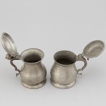 Two Swedish pewter tankards from the second half of the 18th century and 1819.