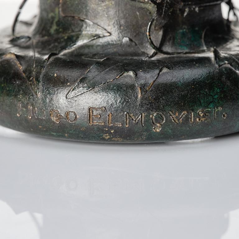 Hugo Elmqvist, vas, patinerad brons, jugend.