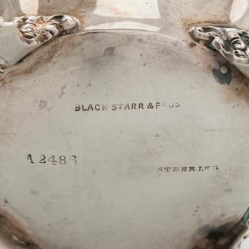 Black Starr & Frost, a pair of sterling silver shakers and sugar bowls, USA around 1900, Gorham pair of sterling spoons.