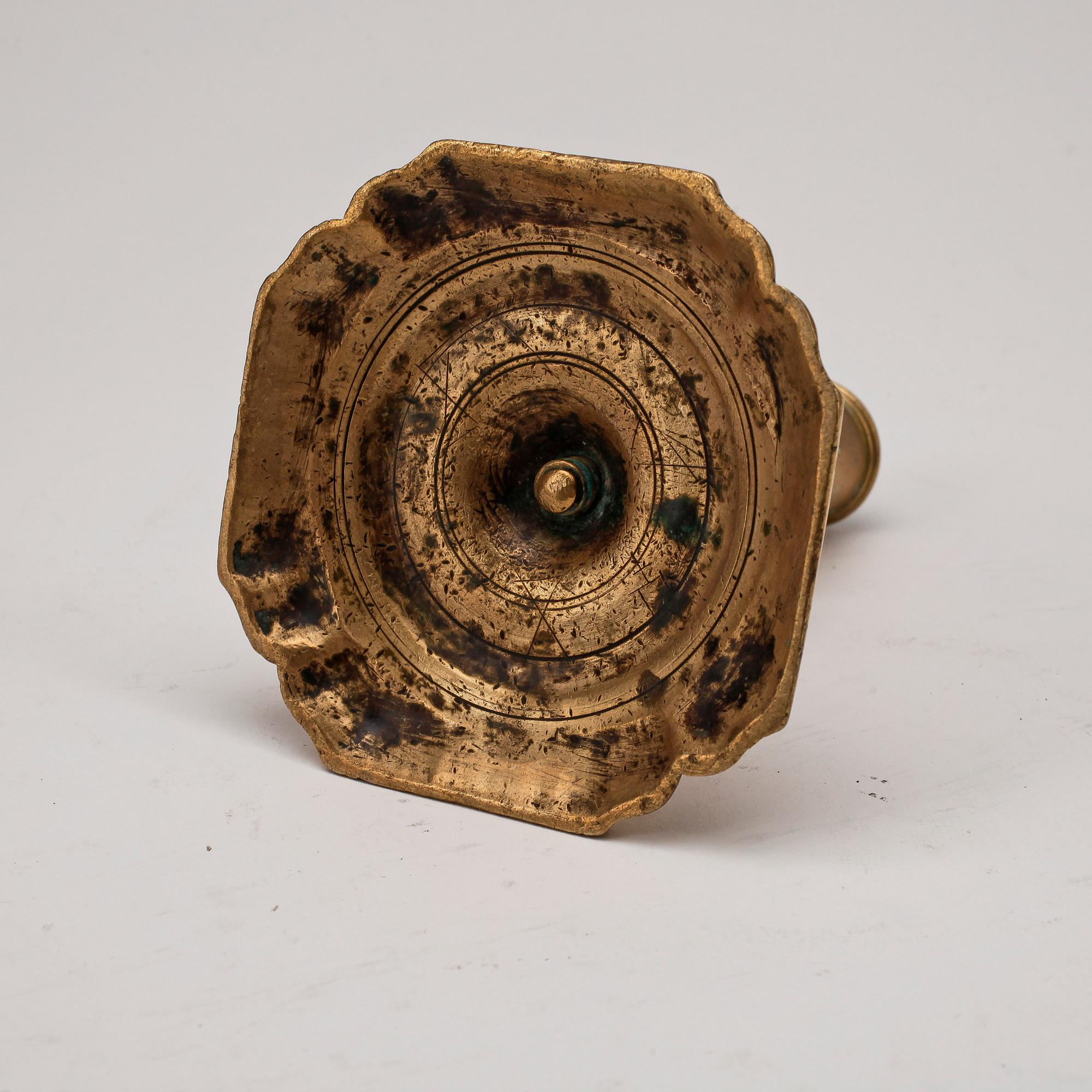 LJUSSTAKE, mässing, senbarock, 1700-talets mitt.