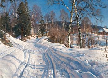 166. Peder Mork Mönsted, Sunlit winterlandscape.