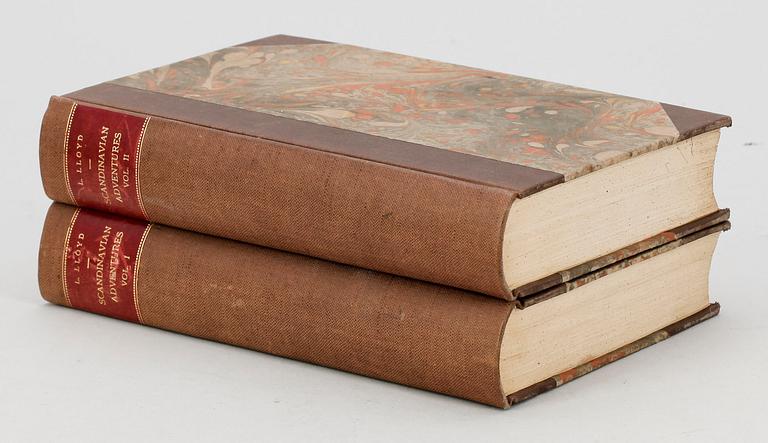 BOK, 2 vol, "Scandinavian Adventures" av Llewellyn Lloyd, London 1854.