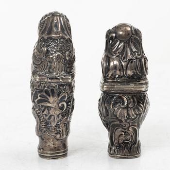 Rokoko, Two silver snuff boxes, Northern Europe, 18th century.