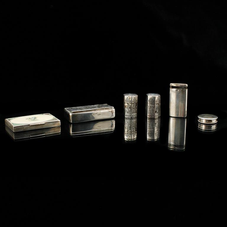 PARTI SILVER, 6 delar. Bl a Christian Brockmann, Karlstad 1865. Tot ca 360 g.