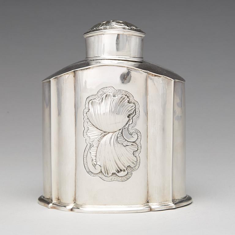 Johan Collin, teburk, stor, silver, Stockholm 1745. Senbarock.