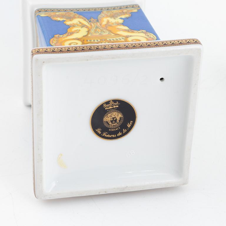 Versace, a "Les Tresors de la Mer" porcelain obeslique and tray, for Studio-line Rosenthal, Germany.