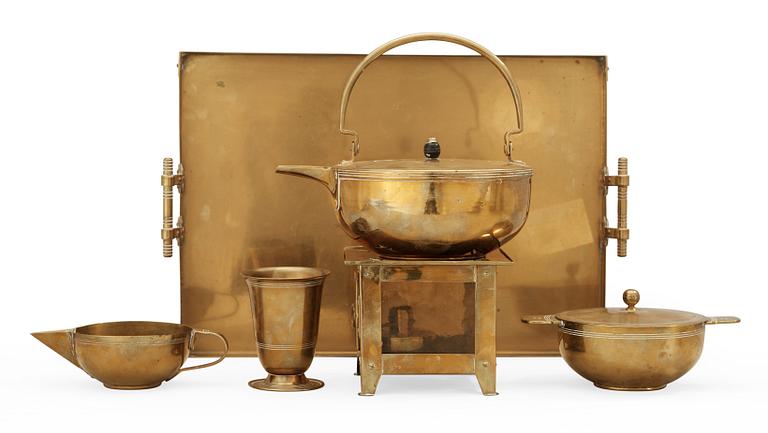 A brass tea service, attributed to Jan Eisenlöffel, Vienna, post 1902.