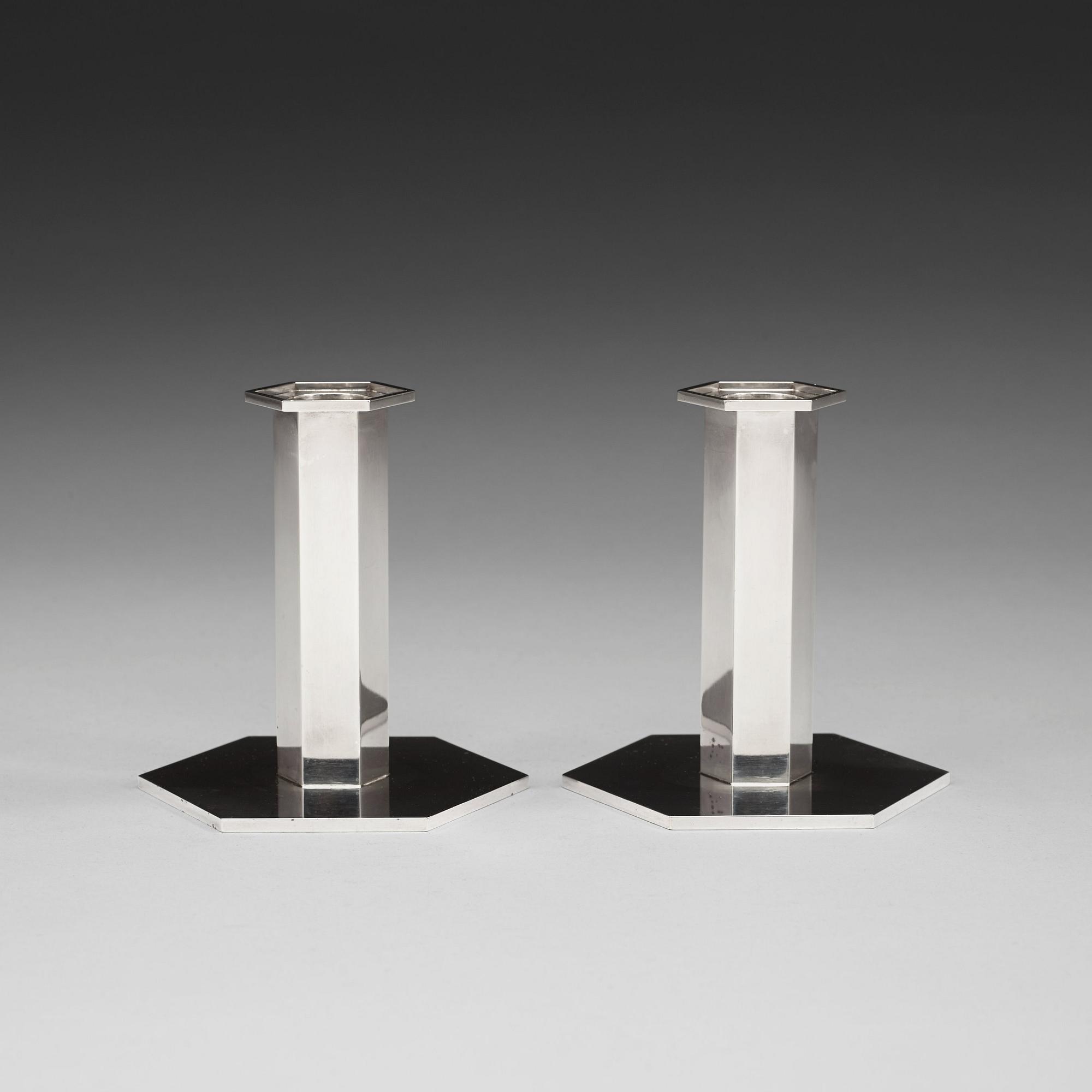 WIWEN NILSSON, ljusstakar, ett par, Lund 1960, sterling.