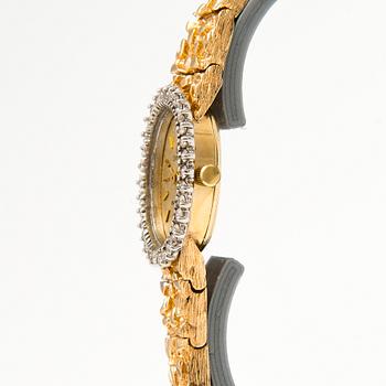 OMEGA, wrist watch, quartz, 14K gold, diamonds ca. 0.38 ct in total. 18 mm.