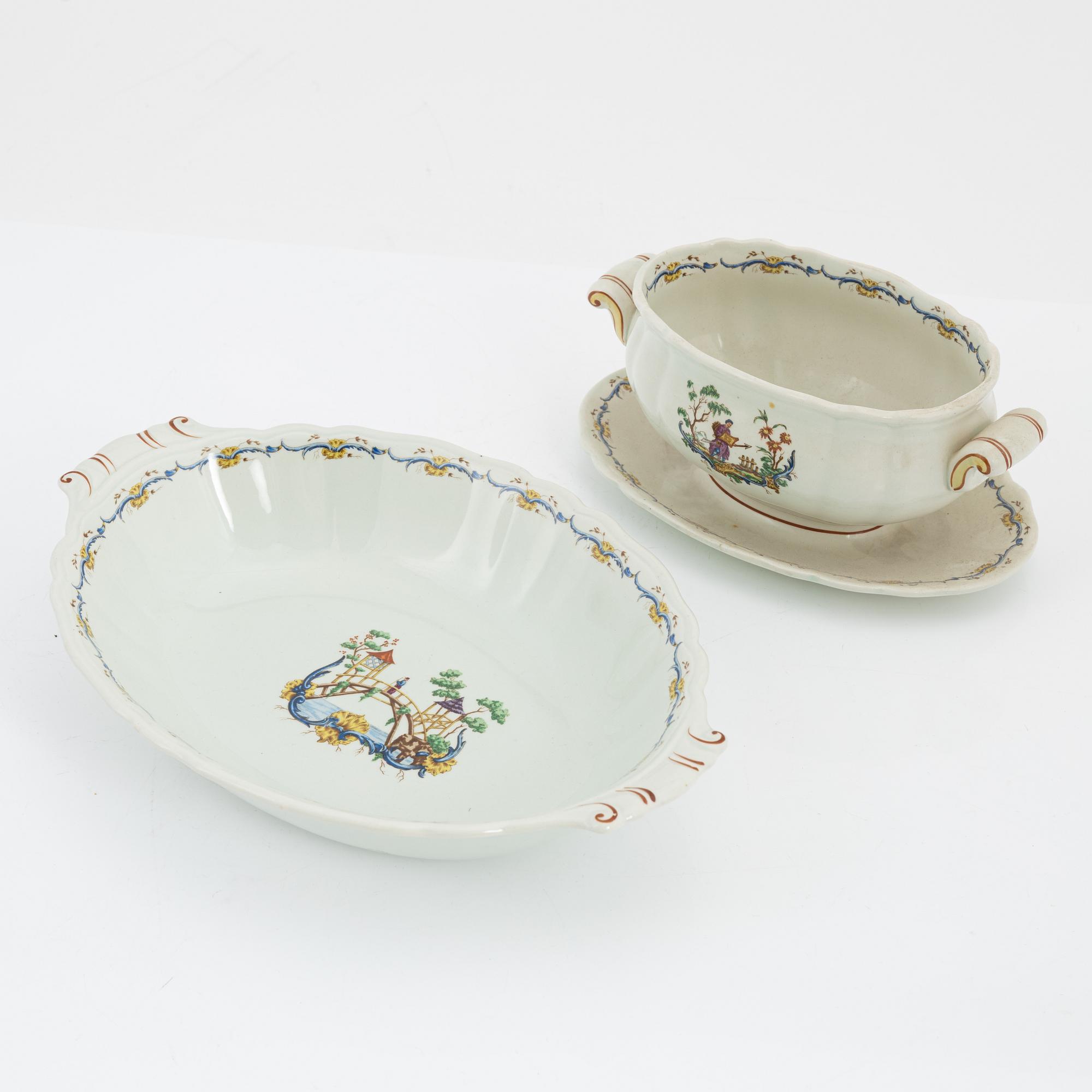 Matservis, flintgods, 85 delar,  "Mahjong", Rörstrand, 1900-talets första hälft.