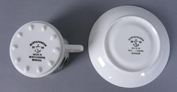KAFFEKOPPAR, 6 st, benporslin, "Berså", Stig Lindberg, Gustavsberg, 2000-tal.