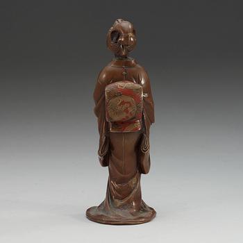 A Japanese gilt and lacquered bronze figure of a court lady, Meiji, ca 1900.