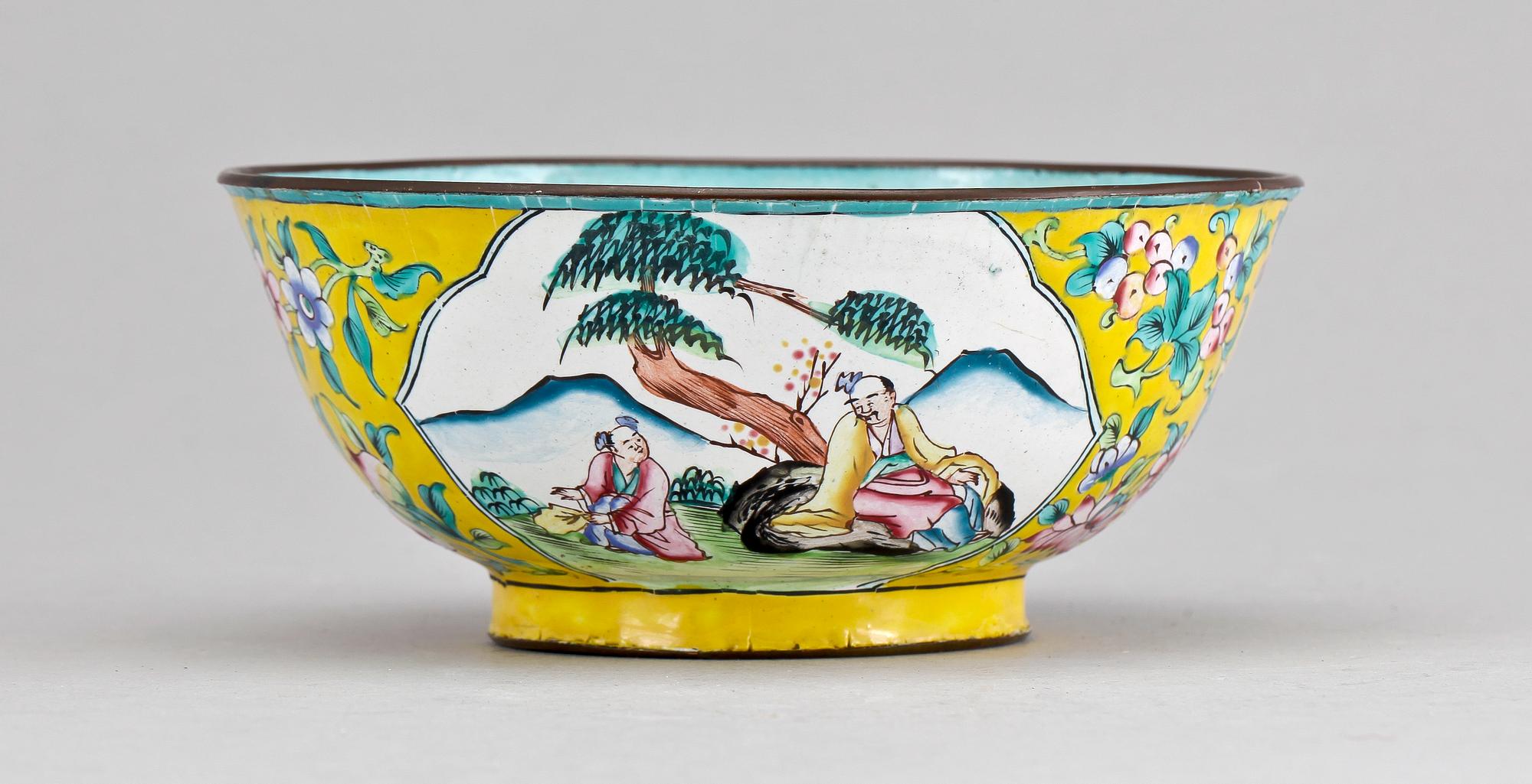 SKÅL, emalj, Kina, 1700/1800-tal.