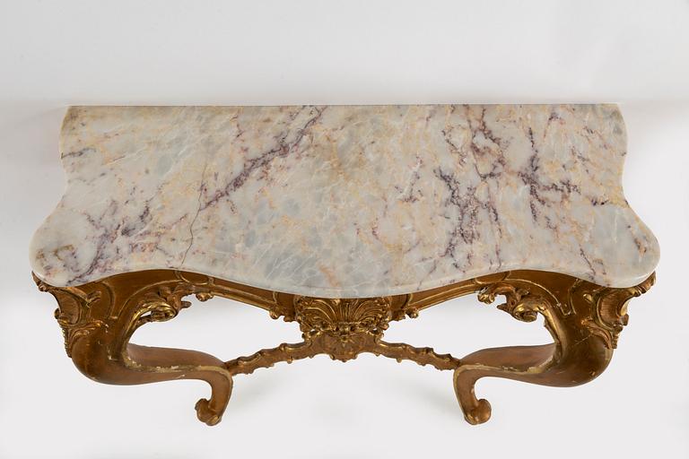 A mirror and console table, late 19th century.