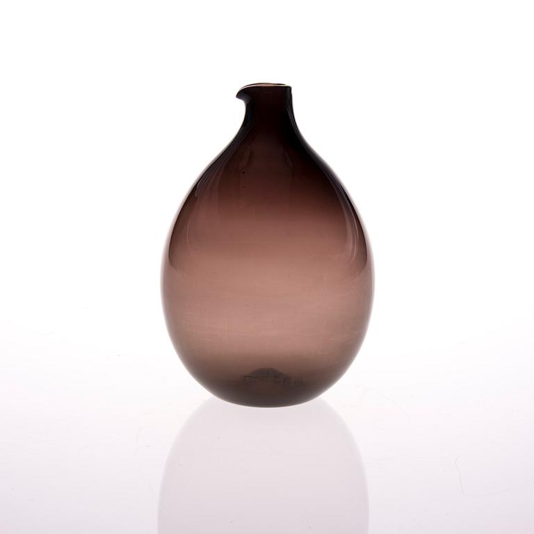 FLASKA, glas, "Fågelflaska" signerad Timo Sarpaneva, Iittala -57.