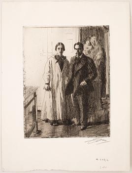 Anders Zorn · ANDERS ZORN, Etsning, utförd 1906, signerad med blyerts.