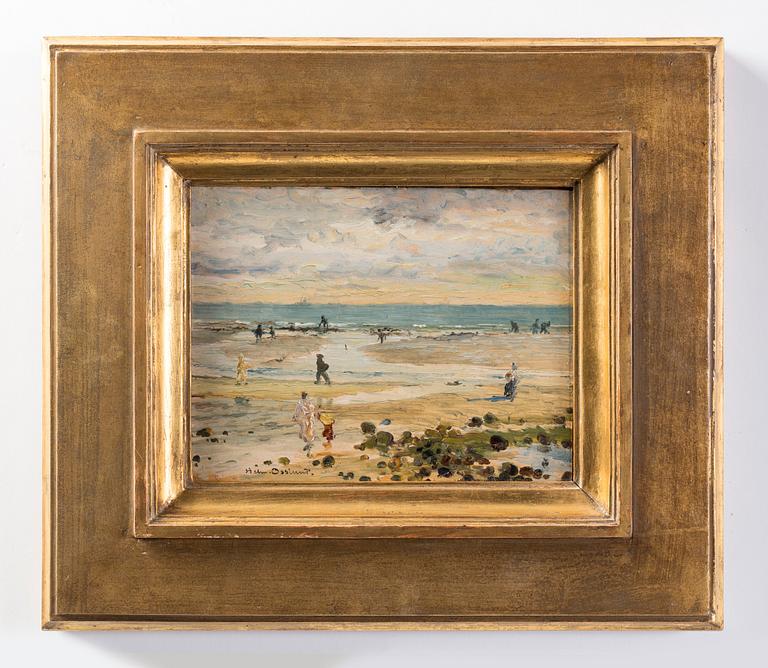 Helmer Osslund, "Strandbild" / "Stranden i Honfleur" (Beach scene / The beach, Honfleur).