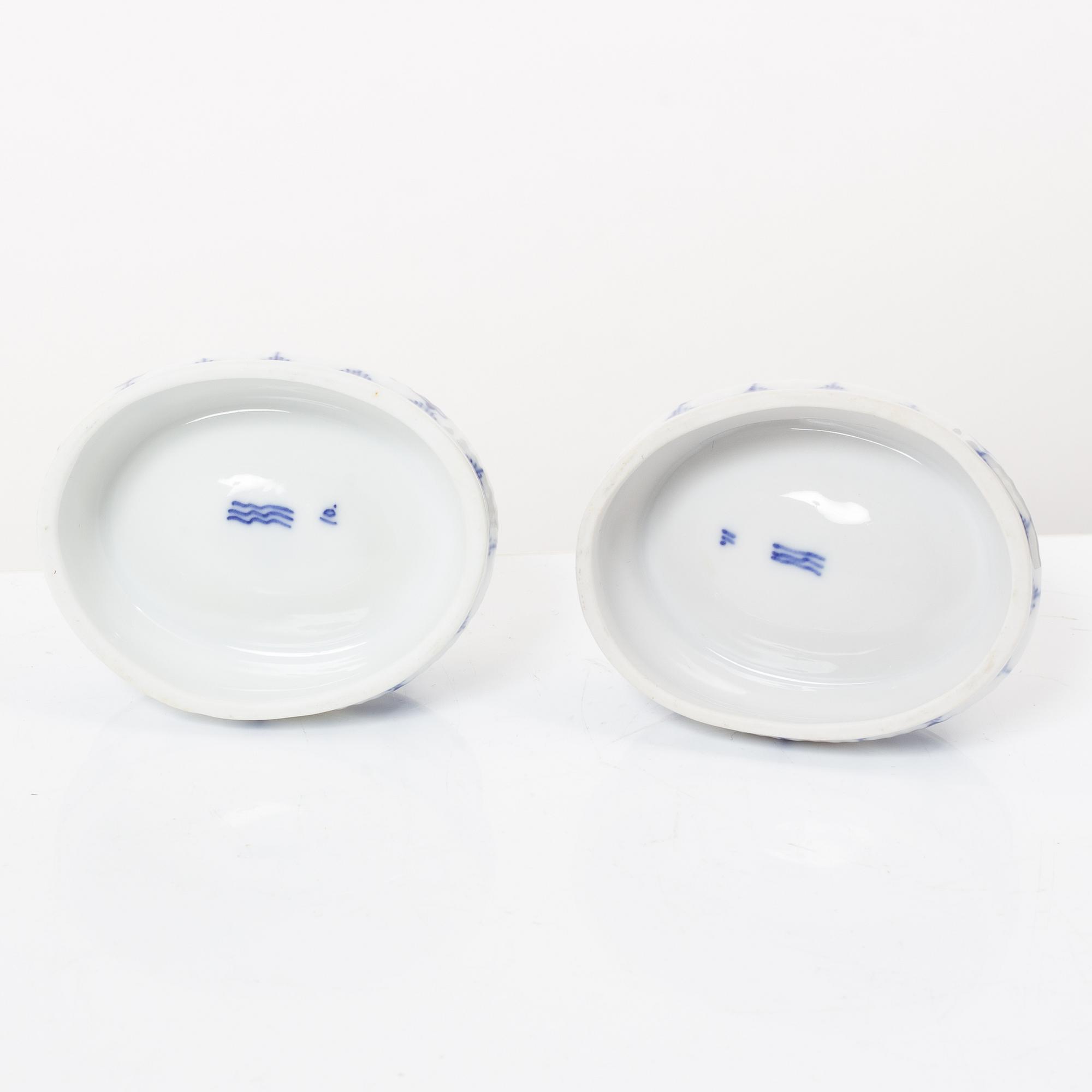 A Royal Copenhagen Denmark 'Blue Fluted' pair of salts, 19th century.