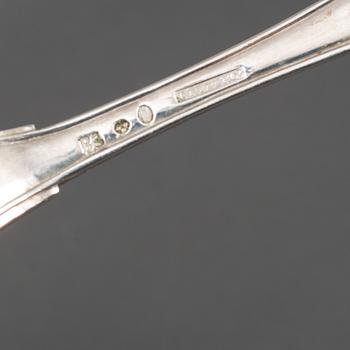 A Swedish set of six early 19th century silver forks, mark of Carl Ryberg, Stockholm 1808.