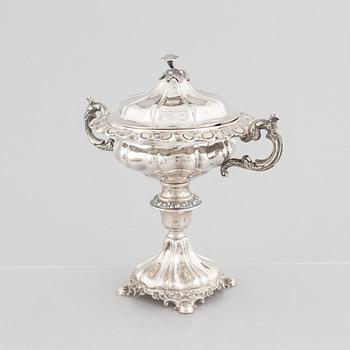 A Swedish silver sugarbowl with cover, marks of Carl Nyström, Stockholm 1845.