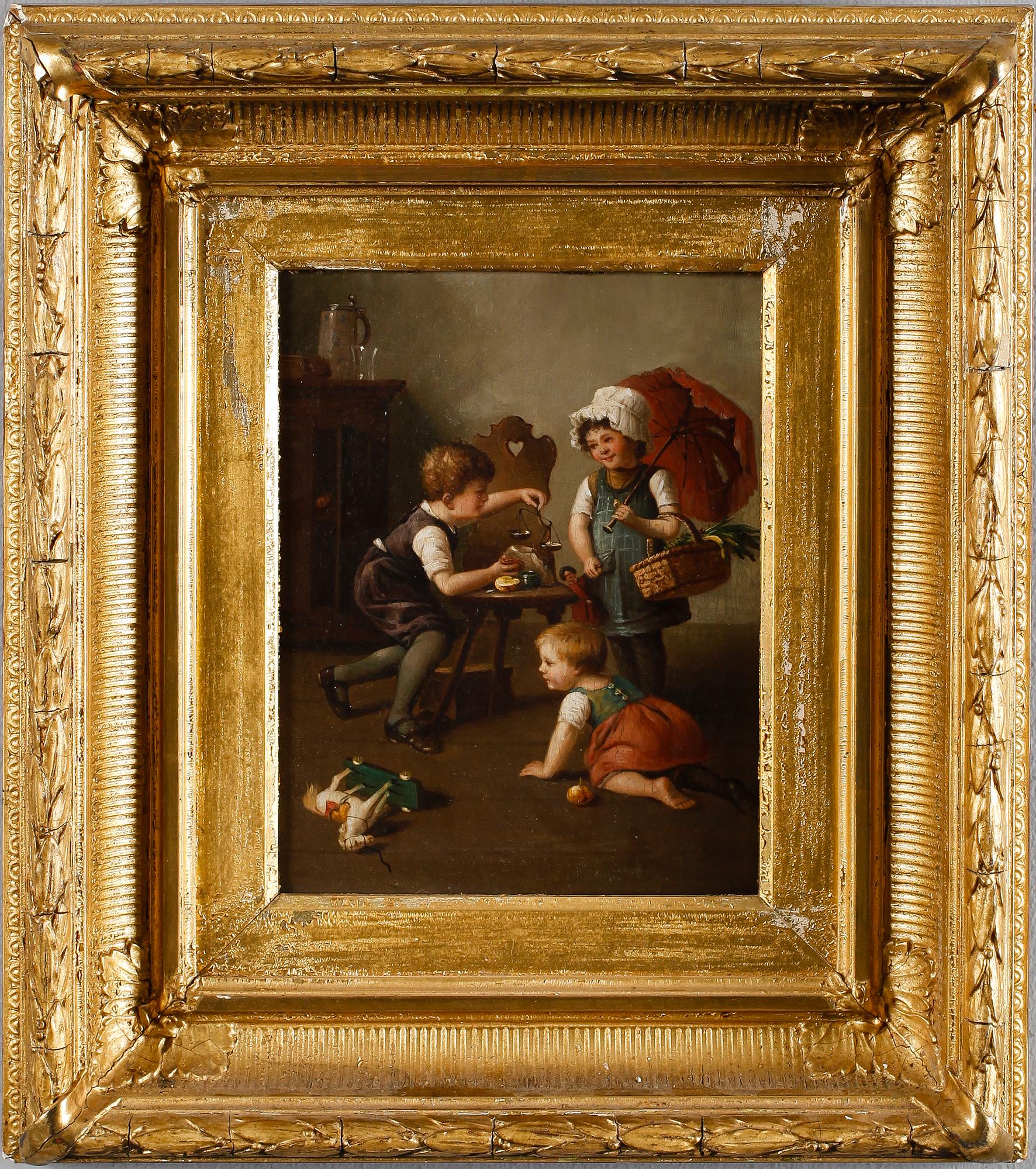 OKÄND KONSTNÄR, olja på pannå, 1800-tal.