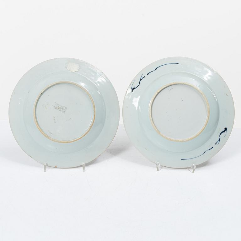 Seven export porcelain plates, China, Qing dynasty, 18th century.