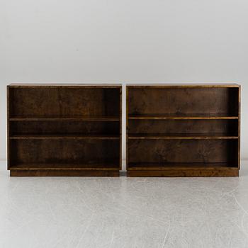 A pair of stained birch veneered bookcases, 1930's.