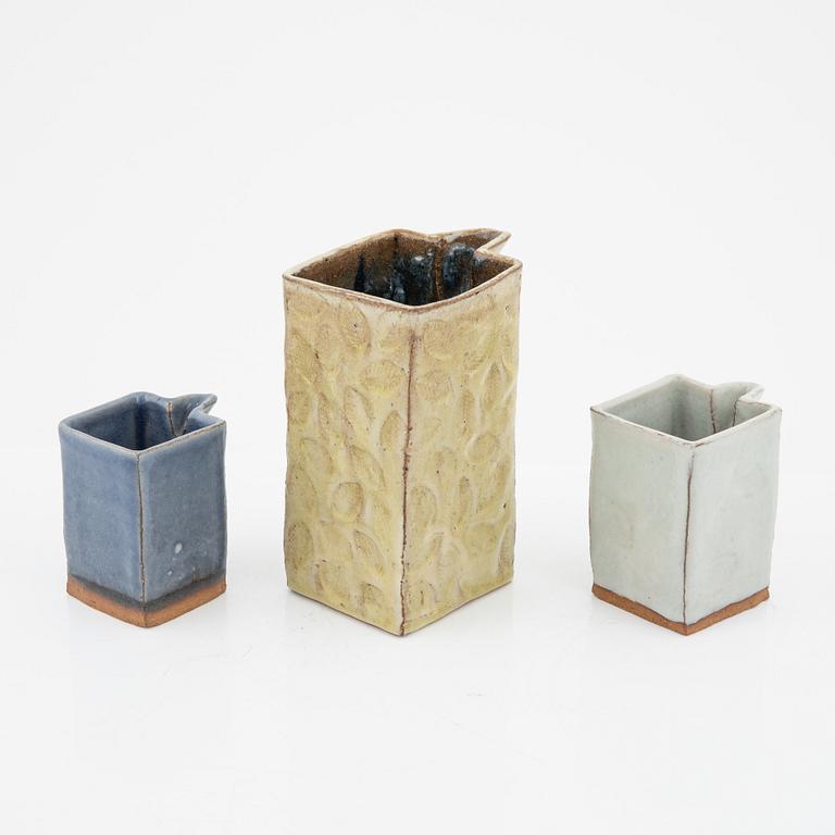 Three stoneware pots by Signe Persson-Melin, signed and dated -03.