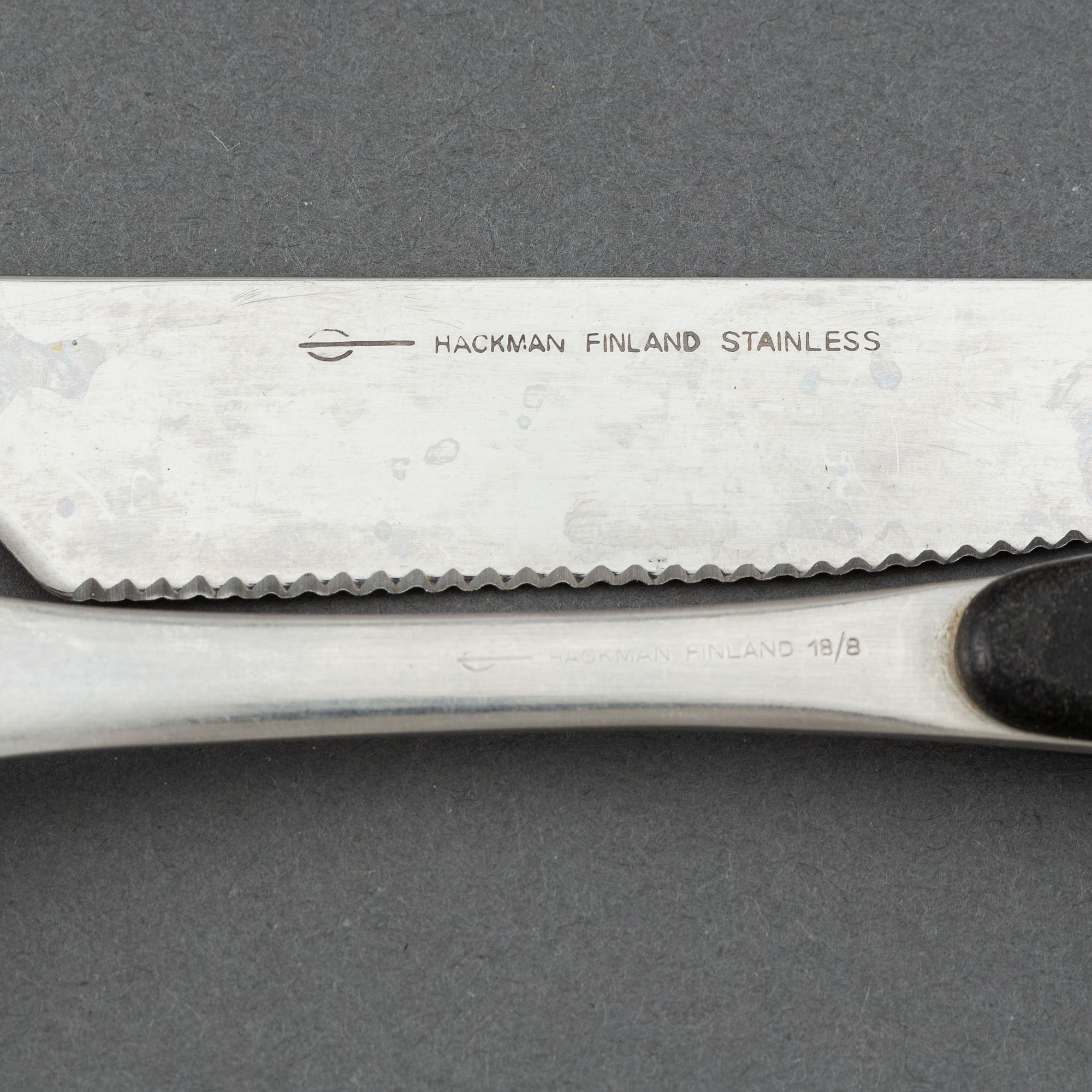 Adolf Babel, a set of 82
 pcs "Kievari" stainless steel flatware, Hackman , Finland, 1970s.