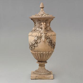 A Swedish Höganäs 1860's stoneware garden urn by Ferdinand Ring.