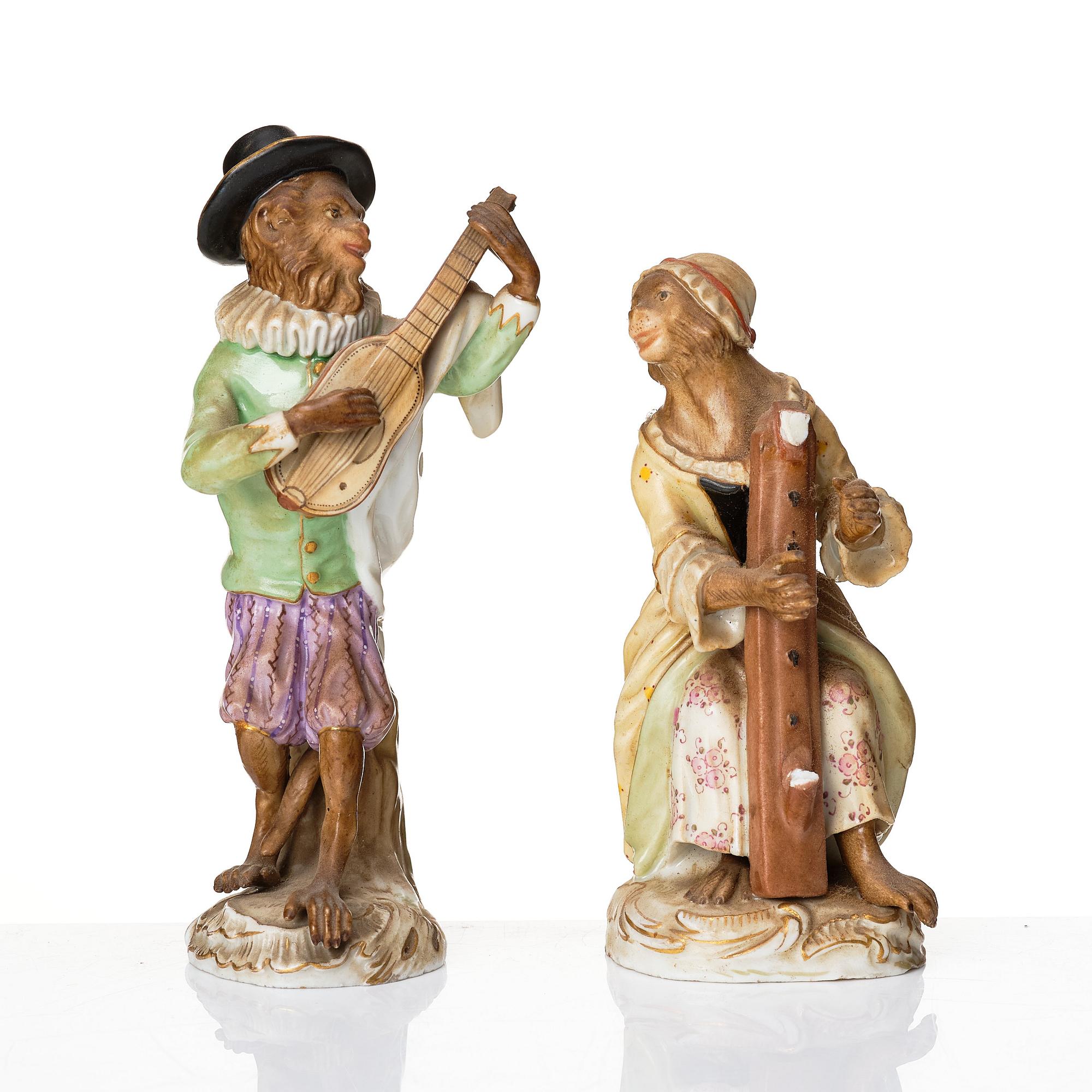 A group of eight Meissen porcelain figures from the 'Affenkapelle', late 19th Century.