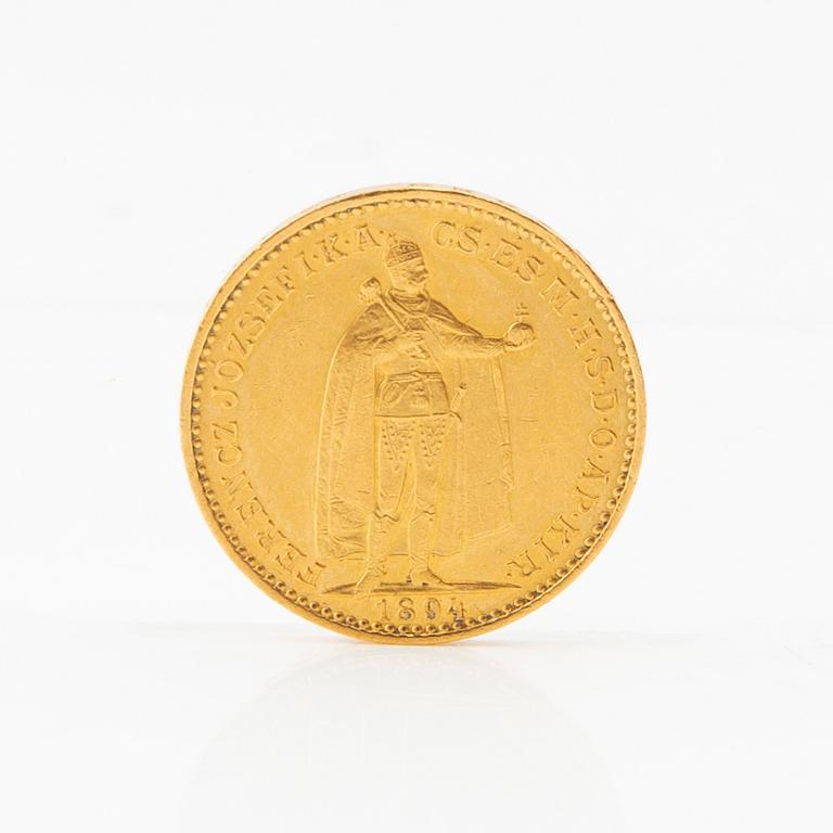 Gold Coin 20 Korona 1894 Hungary Franz Josef I.