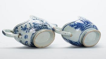 SÅSSNIPOR, 2 st, porslin, Qianlong, Kina, 1700-tal.