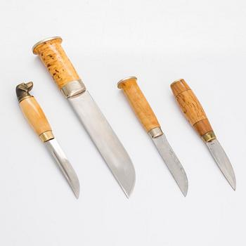 Puukko-knivar, 4 st, 1900-talets senare hälft.