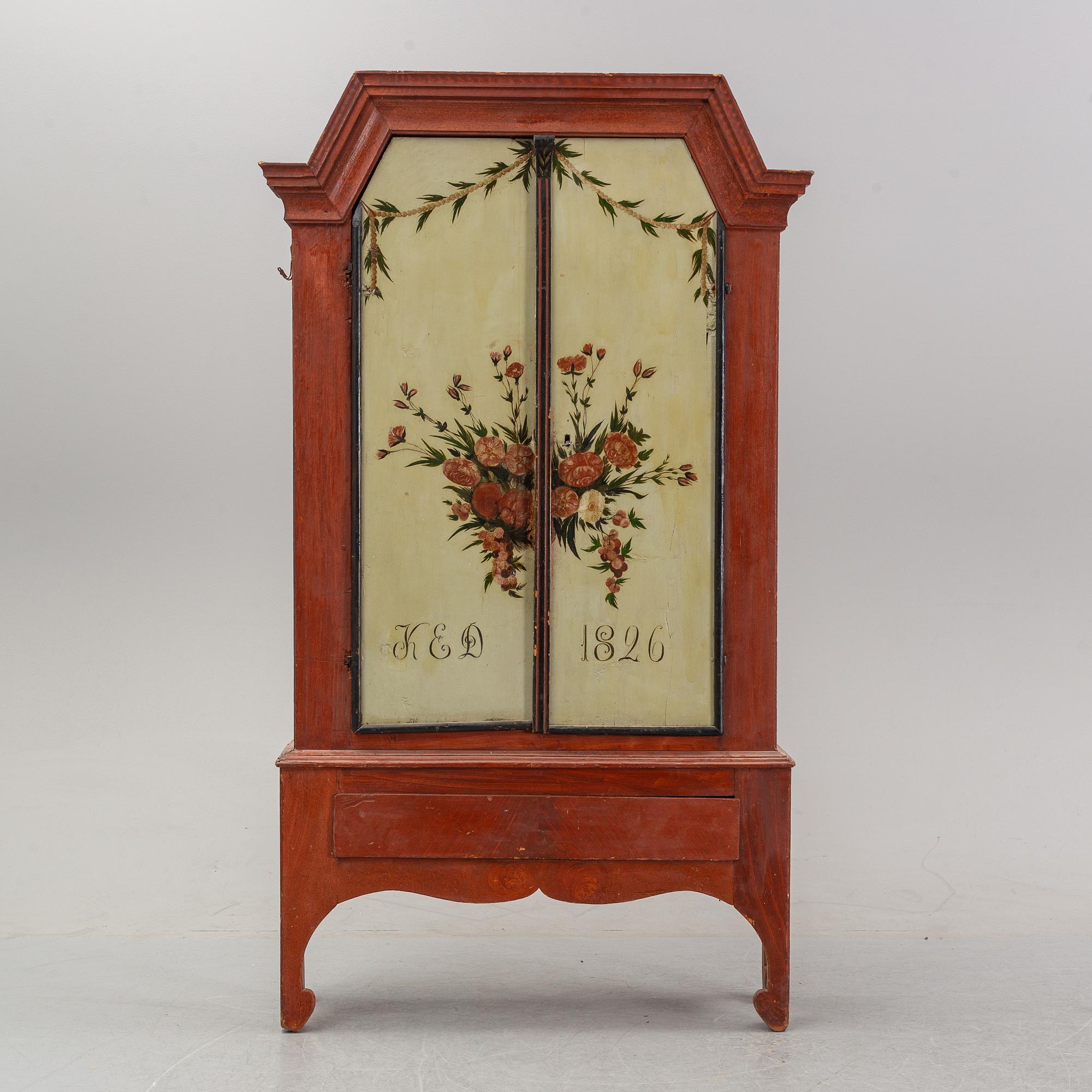 A painted cabinet from Jämtland, dated 1826.